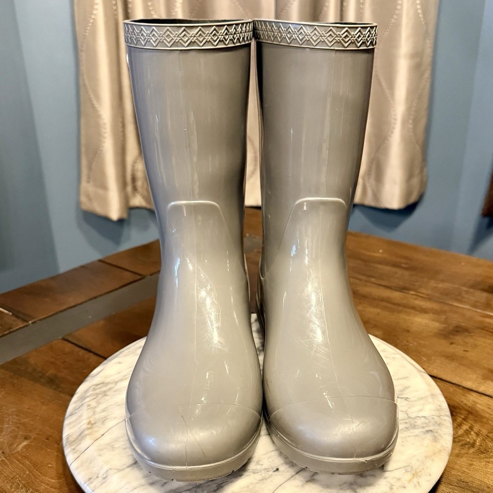 UGG Sienna Charcoal Glossy Gray Women 9 Boots Waterproof Rain Boot Dry Tech - Picture 2 of 7